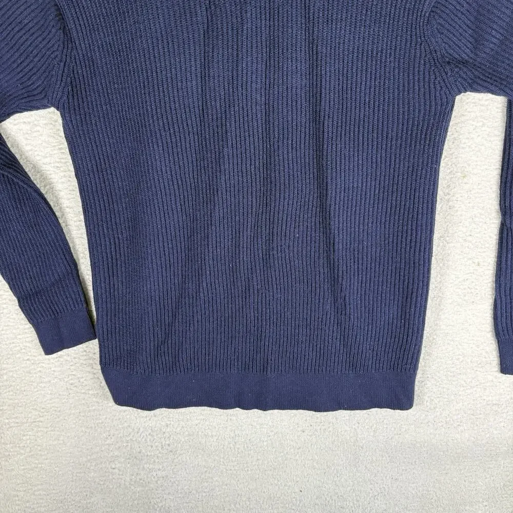 Vintage Haband Lions Den Sweater Mens XL Blue Ribbed Wool Blend Corduory Henley